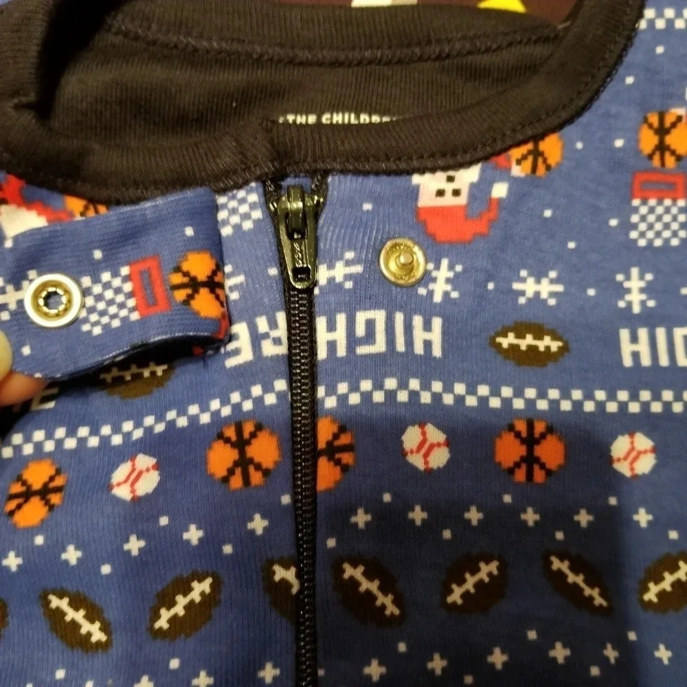 Christmas Santa Sports Boy Footed Pajamas 2T
